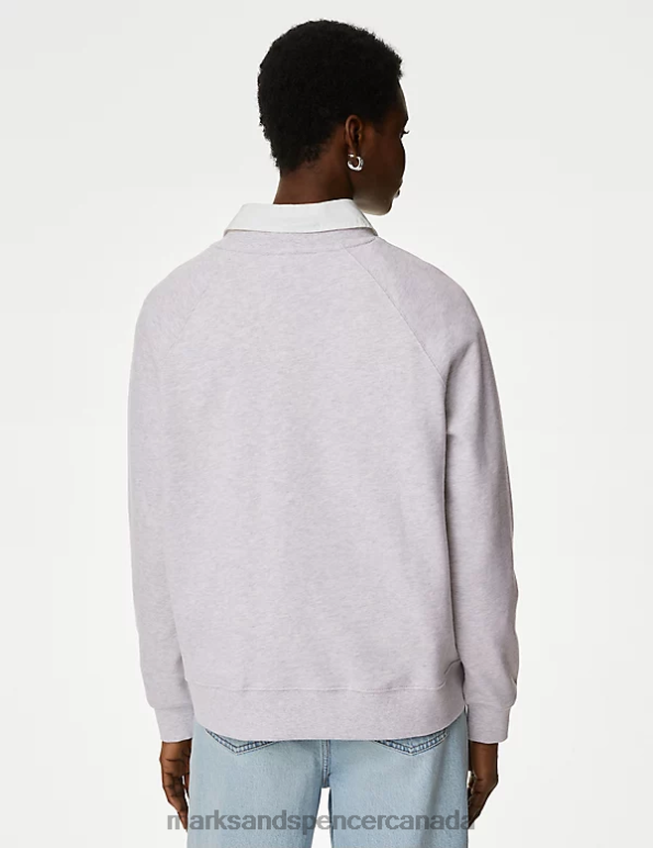Marks and Spencer sale - Women Grey Mix Clothing Marks & Spencer Pure Cotton Slogan Sweatshirt 20VTD772