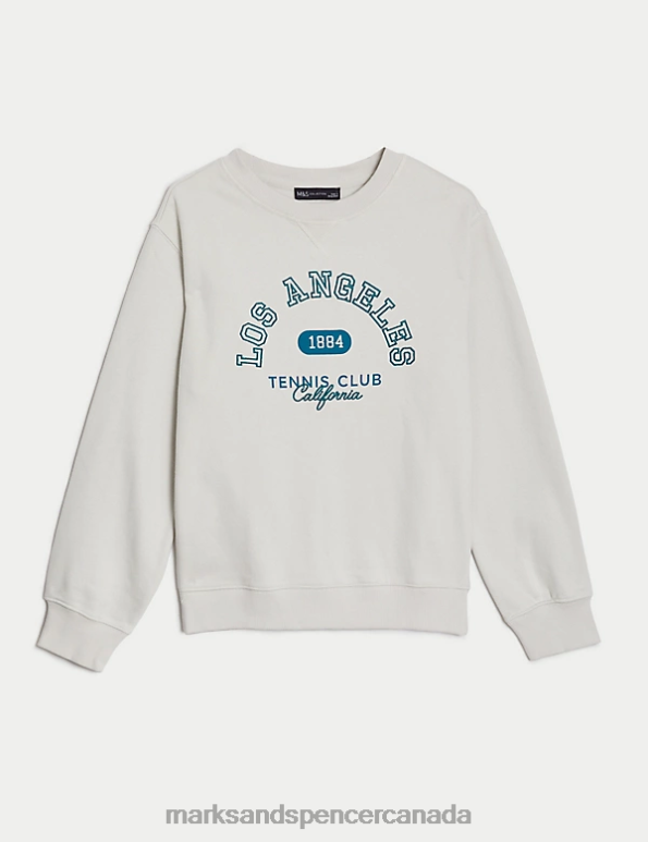Marks and Spencer sale - Women Light Natural Clothing Marks & Spencer Cotton Rich Slogan Sweatshirt 20VTD1051