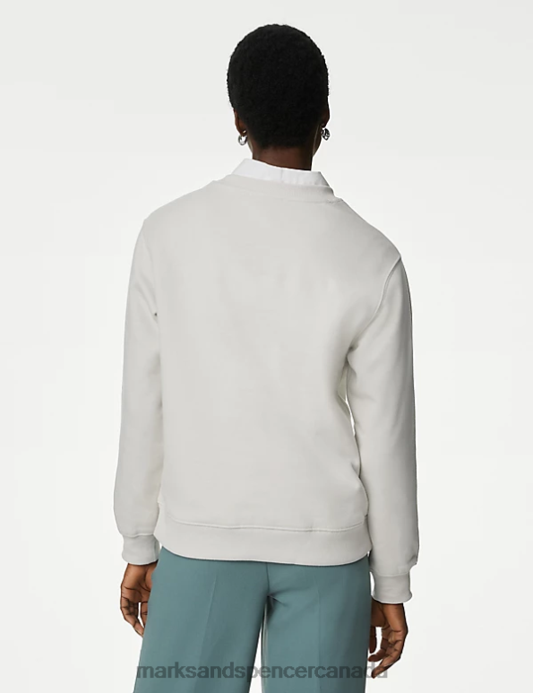Marks and Spencer sale - Women Light Natural Clothing Marks & Spencer Cotton Rich Slogan Sweatshirt 20VTD1051
