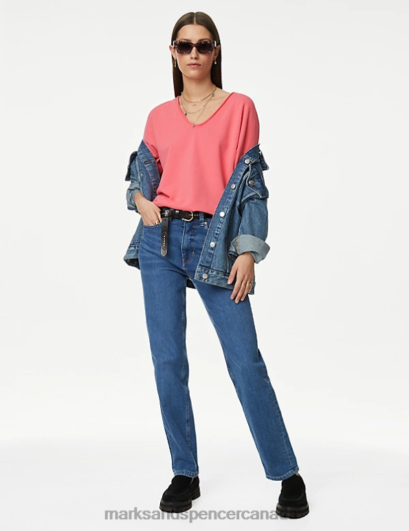 Women Medium Pink Clothing Marks & Spencer Pure Cotton Scoop Neck Sweatshirt 20VTD2954 - Marks and Spencer Canada locations