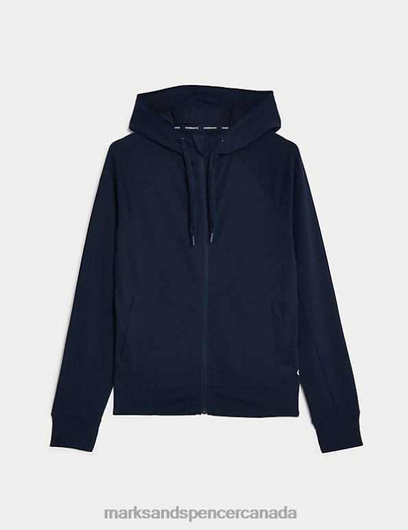 Marks and Spencer Canada - Women Navy Clothing Marks & Spencer Cotton Rich Zip Up Hoodie 20VTD3341