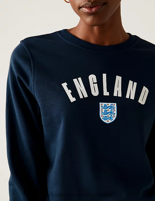 Women Navy Mix Clothing Marks & Spencer Cotton Rich England Sweatshirt 20VTD1797 - Marks and Spencer Canada locations