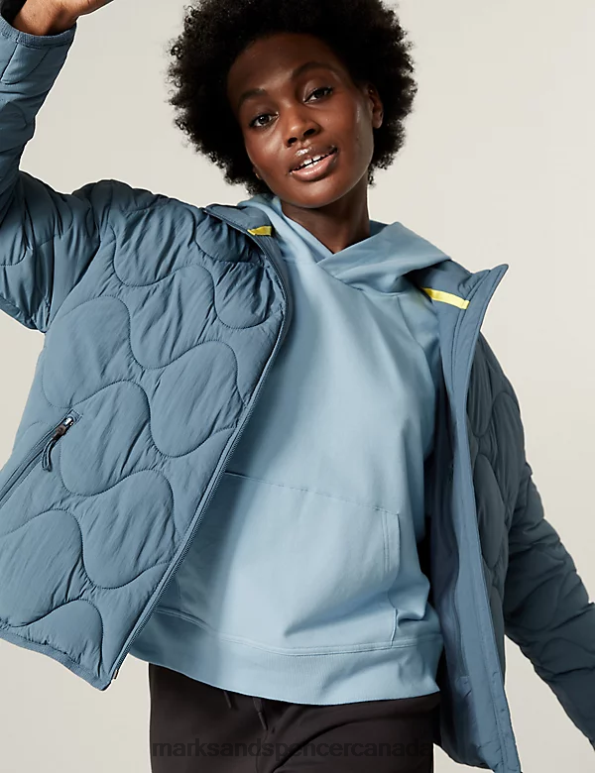 Women Powder Blue Clothing Marks & Spencer Cotton Rich Sleeveless Hoodie 20VTD2302 - Marks and Spencer online