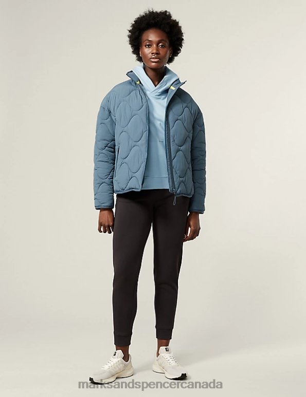 Women Powder Blue Clothing Marks & Spencer Cotton Rich Sleeveless Hoodie 20VTD2302 - Marks and Spencer online