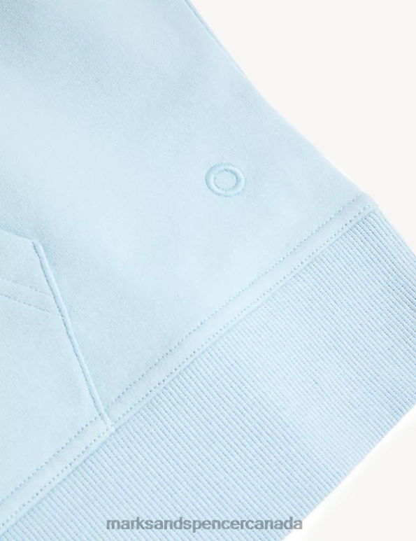 Women Powder Blue Clothing Marks & Spencer Cotton Rich Sleeveless Hoodie 20VTD2302 - Marks and Spencer online