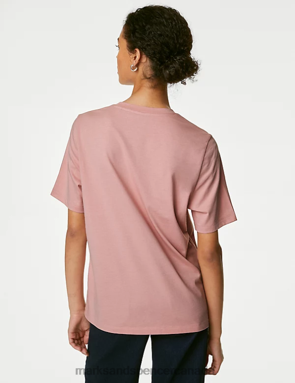 Women Antique Rose Clothing Marks & Spencer Pure Cotton Everyday Fit T-Shirt 20VTD779 - Marks and Spencer outlet