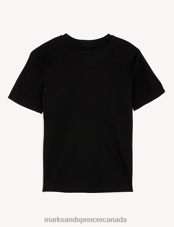 Marks and Spencer sale - Women Black Clothing Marks & Spencer Pure Cotton Everyday Fit T-Shirt 20VTD776