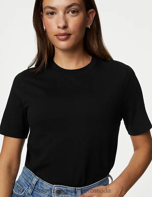 Marks and Spencer sale - Women Black Clothing Marks & Spencer Pure Cotton Everyday Fit T-Shirt 20VTD776