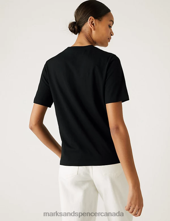 Marks and Spencer sale - Women Black Clothing Marks & Spencer Pure Cotton Everyday Fit T-Shirt 20VTD776