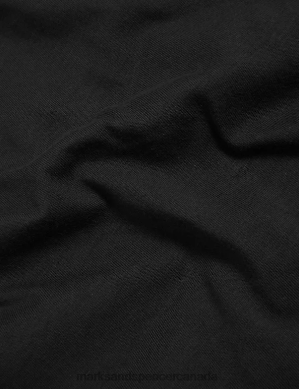 Women Black Clothing Marks & Spencer Pure Cotton V-Neck T-Shirt 20VTD2418 - Marks and Spencer outlet