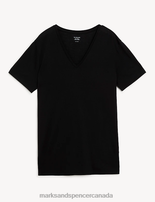 Women Black Clothing Marks & Spencer Relaxed Longline T-Shirt 20VTD1202 - Marks and Spencer Canada locations