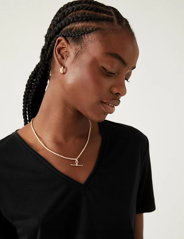 Women Black Clothing Marks & Spencer Relaxed Longline T-Shirt 20VTD1202 - Marks and Spencer Canada locations