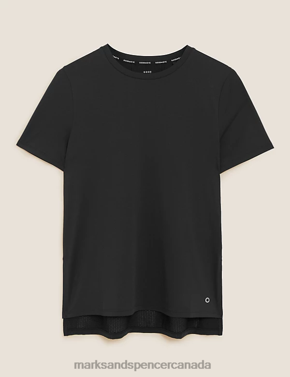 Women Black Clothing Marks & Spencer Scoop Neck Mesh Back T-Shirt 20VTD1762 - Marks and Spencer online
