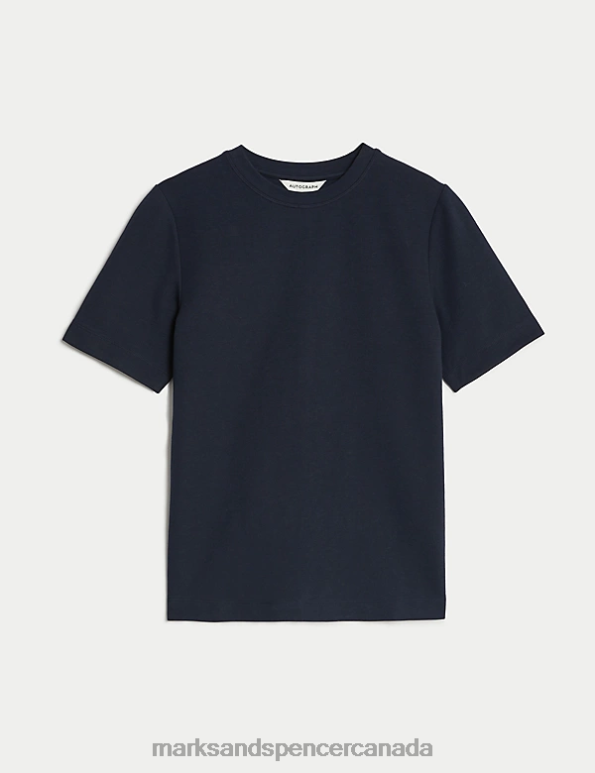 Marks and Spencer Canada - Women Dark Navy Clothing Marks & Spencer Cotton Rich T-Shirt 20VTD173