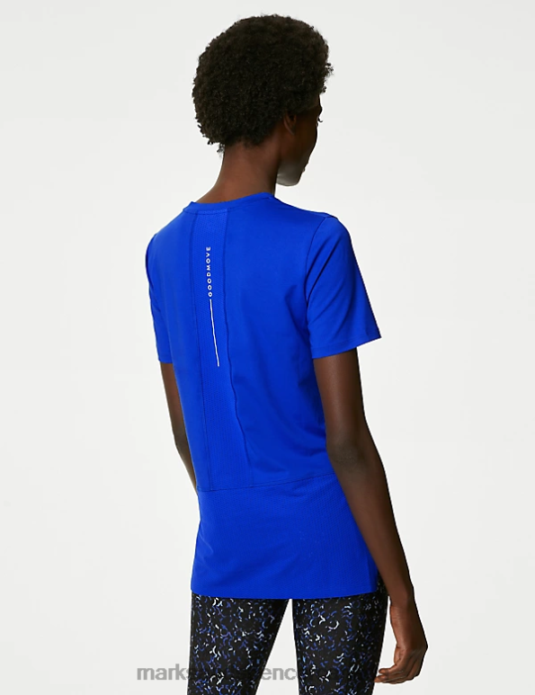 Marks and Spencer sale - Women Electric Blue Clothing Marks & Spencer Scoop Neck Mesh Back T-Shirt 20VTD2095