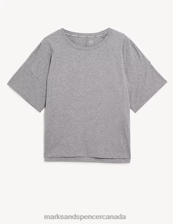 Women Grey Marl Clothing Marks & Spencer Pure Cotton Scoop Neck Oversized T-Shirt 20VTD817 - Marks and Spencer Canada locations