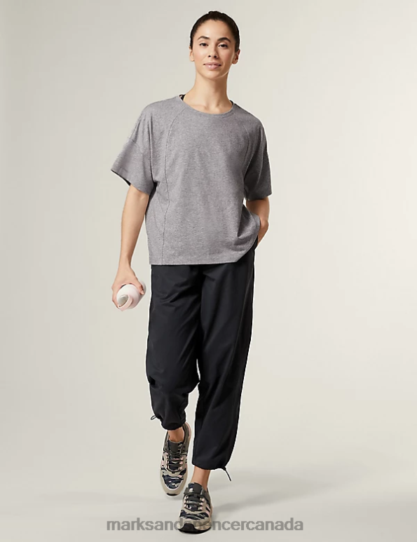 Women Grey Marl Clothing Marks & Spencer Pure Cotton Scoop Neck Oversized T-Shirt 20VTD817 - Marks and Spencer Canada locations