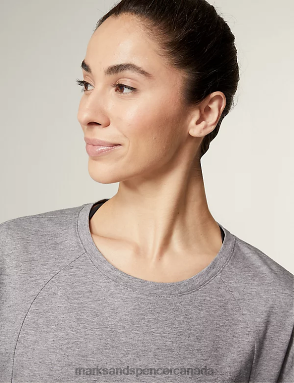 Women Grey Marl Clothing Marks & Spencer Pure Cotton Scoop Neck Oversized T-Shirt 20VTD817 - Marks and Spencer Canada locations