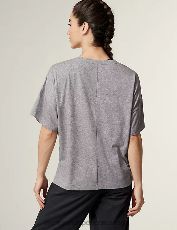 Women Grey Marl Clothing Marks & Spencer Pure Cotton Scoop Neck Oversized T-Shirt 20VTD817 - Marks and Spencer Canada locations