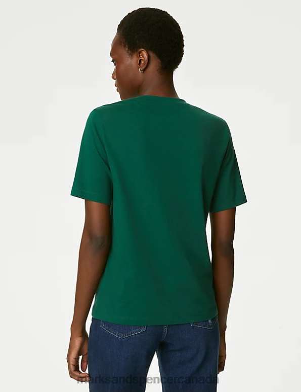 Marks and Spencer near me - Women Hunter Green Clothing Marks & Spencer Pure Cotton Everyday Fit T-Shirt 20VTD781
