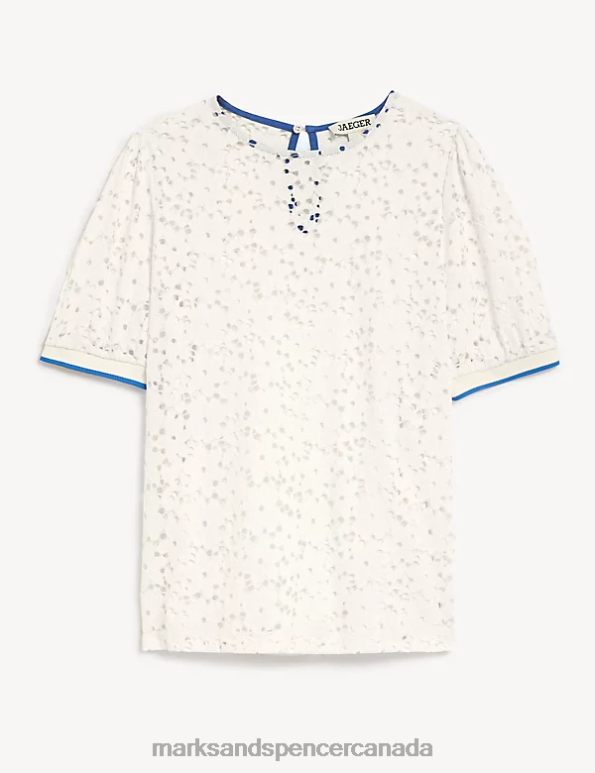 Marks and Spencer Canada - Women Ivory Clothing Marks & Spencer Lace T-Shirt 20VTD2263