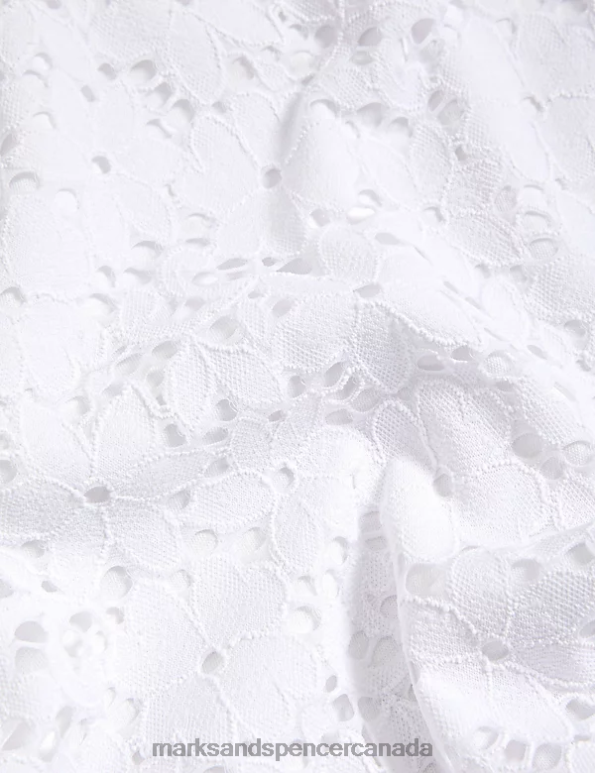 Marks and Spencer Canada - Women Ivory Clothing Marks & Spencer Lace T-Shirt 20VTD2263
