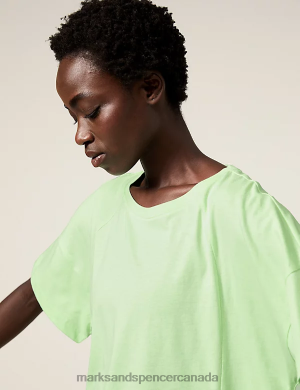 Marks and Spencer sale - Women Light Mint Clothing Marks & Spencer Pure Cotton Scoop Neck Oversized T-Shirt 20VTD442