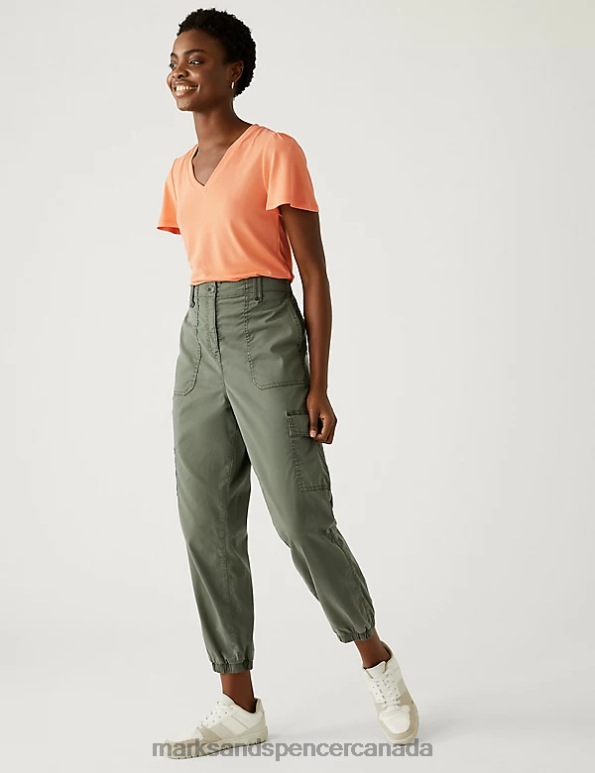 Marks and Spencer Canada - Women Light Orange Clothing Marks & Spencer Jersey Regular Fit Angel Sleeve T-Shirt 20VTD3075