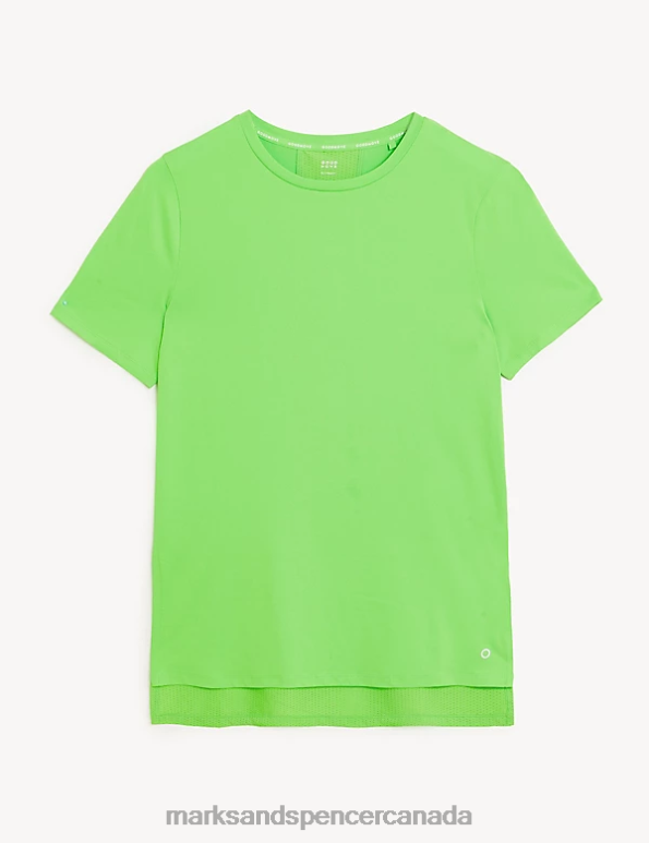 Marks and Spencer Canada - Women Lime Clothing Marks & Spencer Scoop Neck Mesh Back T-Shirt 20VTD2093