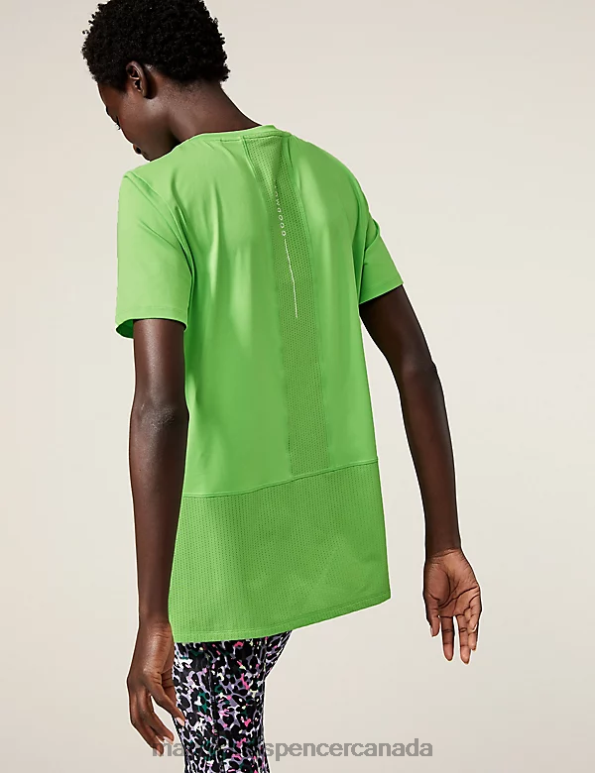 Marks and Spencer Canada - Women Lime Clothing Marks & Spencer Scoop Neck Mesh Back T-Shirt 20VTD2093