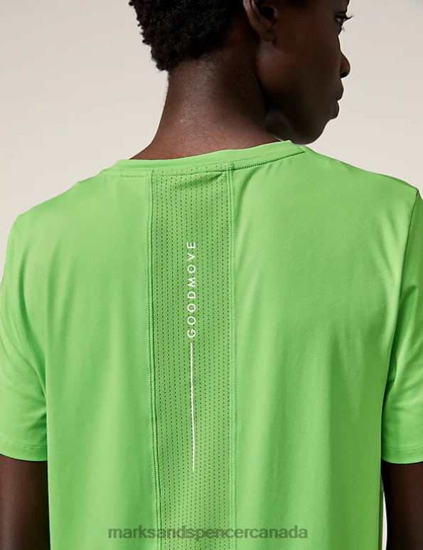 Marks and Spencer Canada - Women Lime Clothing Marks & Spencer Scoop Neck Mesh Back T-Shirt 20VTD2093