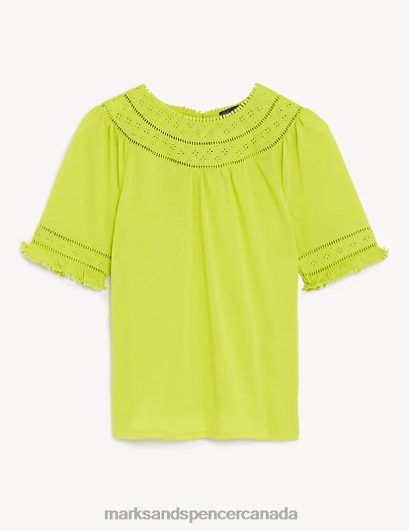 Women Limeade Clothing Marks & Spencer Jersey Lace Insert Top 20VTD1610 - Marks and Spencer outlet