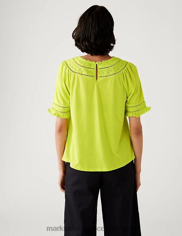 Women Limeade Clothing Marks & Spencer Jersey Lace Insert Top 20VTD1610 - Marks and Spencer outlet