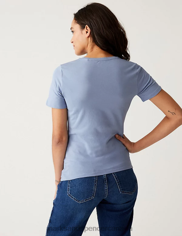 Marks and Spencer near me - Women Medium Blue Clothing Marks & Spencer Cotton Rich Slim Fit T-Shirt 20VTD1469