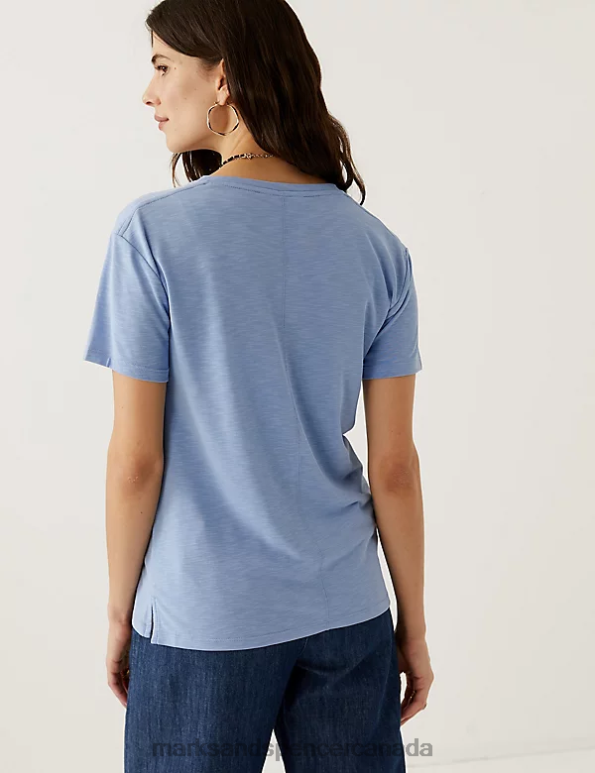 Women Medium Blue Clothing Marks & Spencer Modal Rich Round Neck T-Shirt 20VTD2942 - Marks and Spencer online