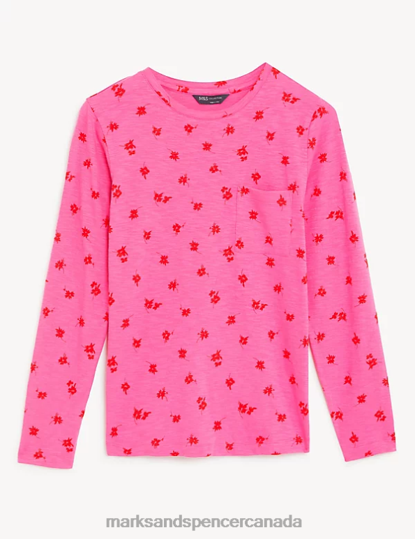 Marks and Spencer near me - Women Medium Pink Clothing Marks & Spencer Pure Cotton Printed Crew Neck T-Shirt 20VTD2384