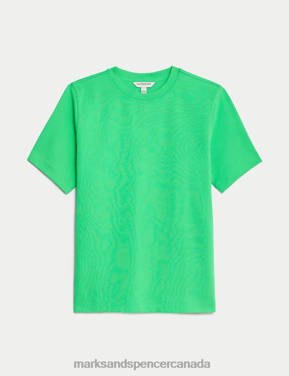 Marks and Spencer Canada - Women Mint Clothing Marks & Spencer Cotton Rich Crew Neck T-Shirt 20VTD639