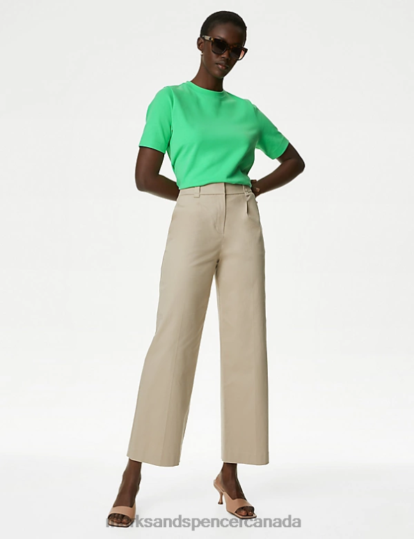 Marks and Spencer Canada - Women Mint Clothing Marks & Spencer Cotton Rich Crew Neck T-Shirt 20VTD639