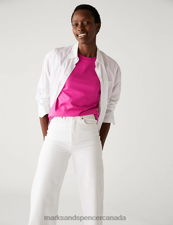 Women Multi Clothing Marks & Spencer 5pk Pure Cotton Everyday Fit T-Shirts 20VTD2134 - Marks and Spencer outlet