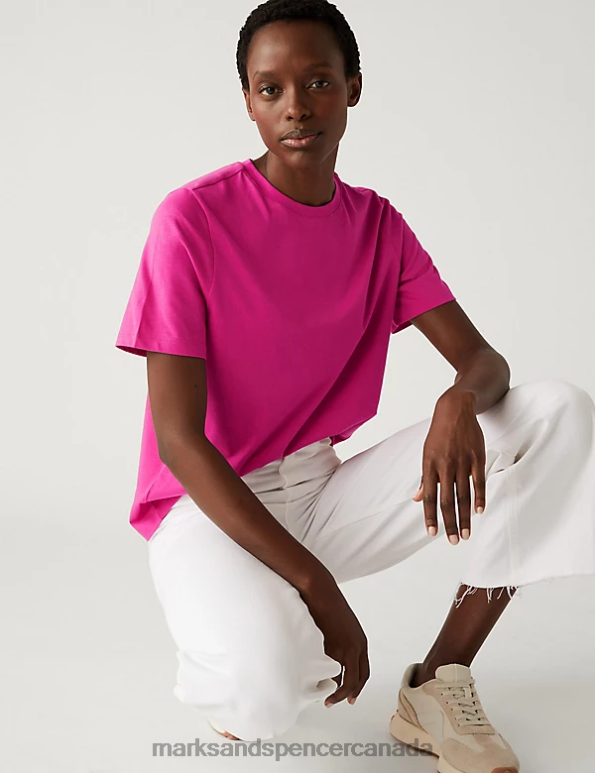 Women Multi Clothing Marks & Spencer 5pk Pure Cotton Everyday Fit T-Shirts 20VTD2134 - Marks and Spencer outlet