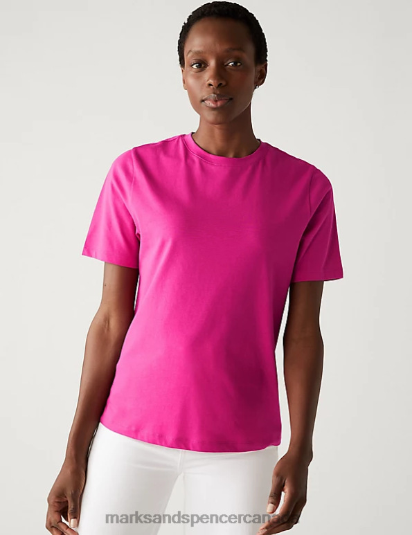 Women Multi Clothing Marks & Spencer 5pk Pure Cotton Everyday Fit T-Shirts 20VTD2134 - Marks and Spencer outlet