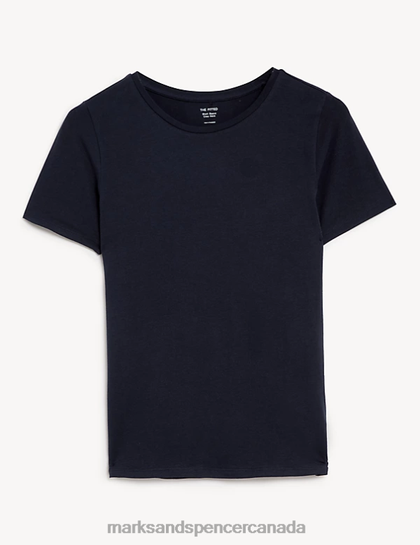 Marks and Spencer near me - Women Navy Clothing Marks & Spencer Cotton Rich Slim Fit T-Shirt 20VTD1808