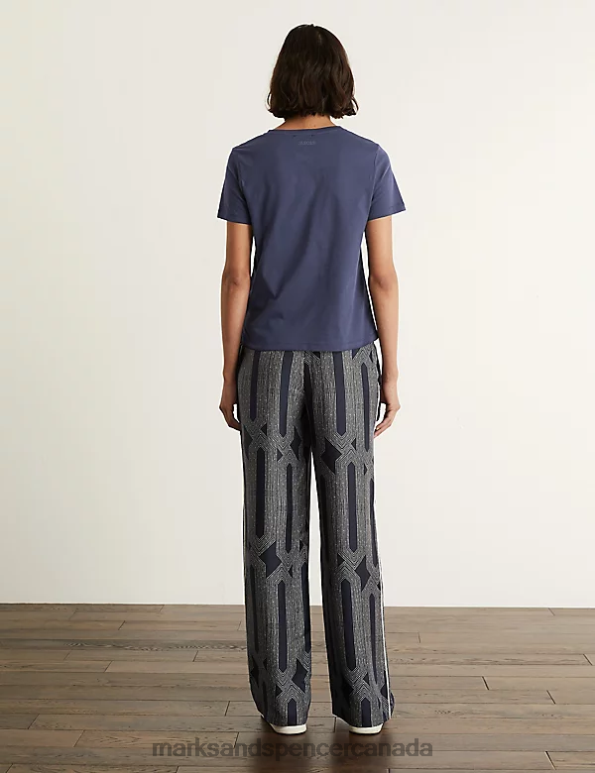 Marks and Spencer Canada - Women Navy Clothing Marks & Spencer Pure Cotton V-Neck T-Shirt 20VTD2419