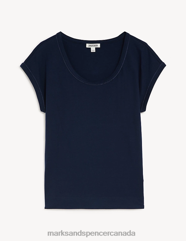 Women Navy Clothing Marks & Spencer Scoop Neck T-Shirt 20VTD2512 - Marks and Spencer online