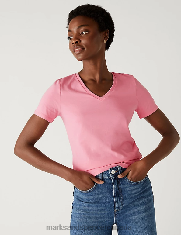 Marks and Spencer sale - Women Pink Mix Clothing Marks & Spencer 2pk Cotton Rich T-Shirts 20VTD1712