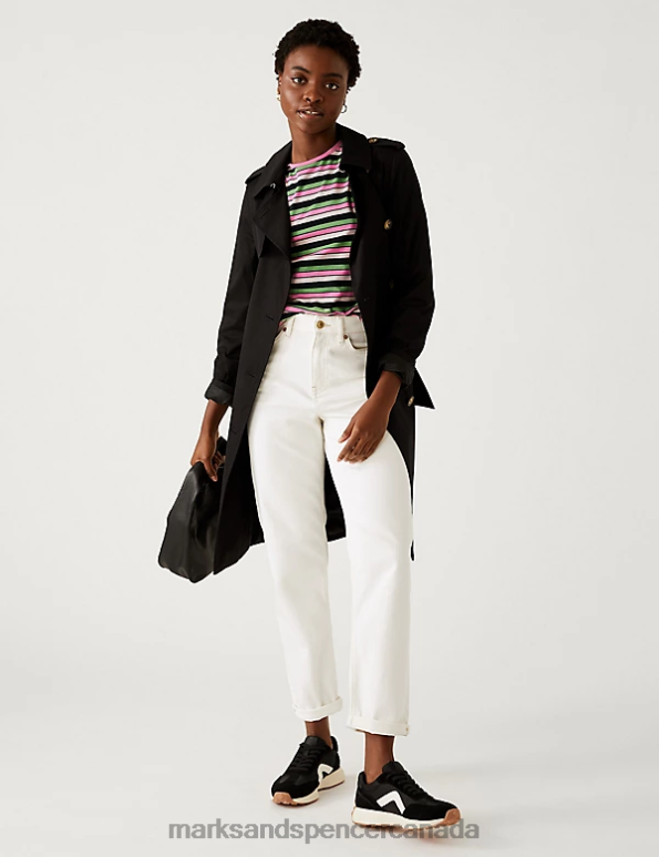 Marks and Spencer sale - Women Pink Mix Clothing Marks & Spencer Cotton Rich Striped Slim Fit T-Shirt 20VTD1579