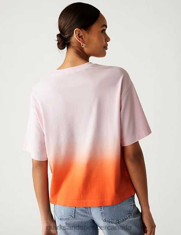 Marks and Spencer Canada - Women Pink Mix Clothing Marks & Spencer Pure Cotton Hawaii Slogan T-Shirt 20VTD2598