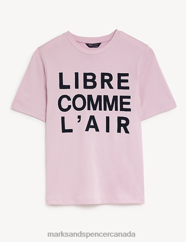 Marks and Spencer sale - Women Pink Mix Clothing Marks & Spencer Pure Cotton Printed Everyday Fit T-Shirt 20VTD2065