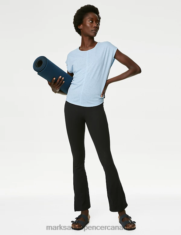 Marks and Spencer sale - Women Powder Blue Clothing Marks & Spencer Scoop Neck Twist Back Yoga T-Shirt 20VTD2818