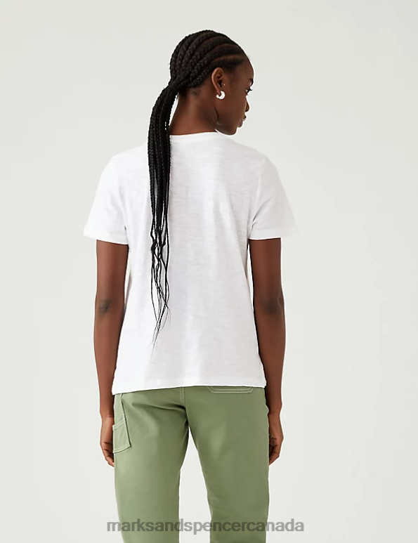 Women Soft White Clothing Marks & Spencer Pure Cotton Everyday Fit T-Shirt 20VTD2799 - Marks and Spencer Canada locations